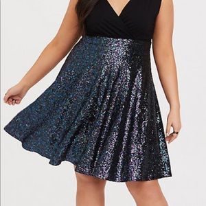 special occasion black sequin skater dress